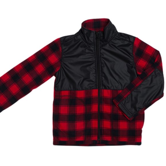 Kapital K Plaid Fleece Jacket - Red and Black.Sizes 18M and 4T